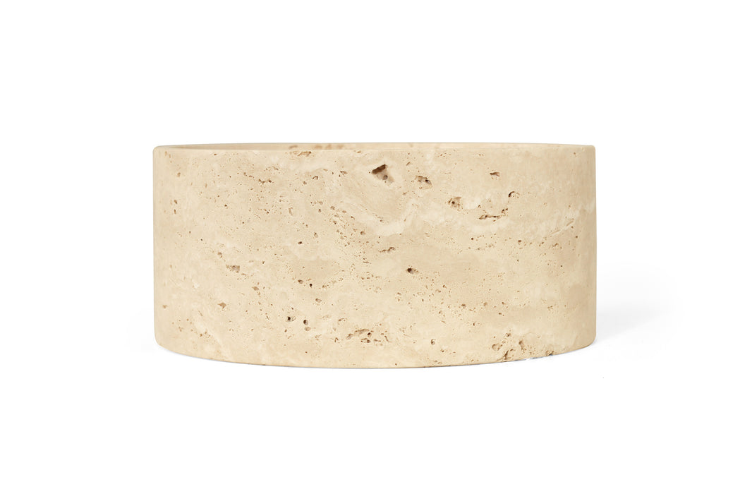 Jillian High Bowl - Travertine - White