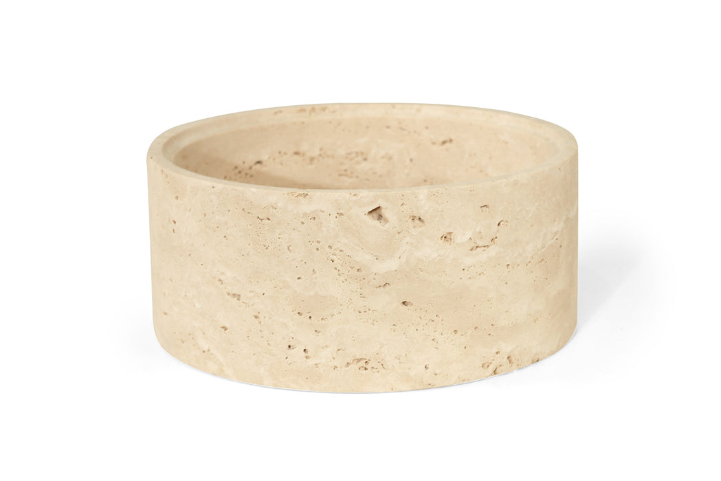 Jillian High Bowl - Travertine - White