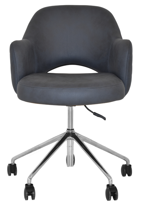 Arm Chair Albury Castor V2 Polished Aluminium - Pelle/Benito