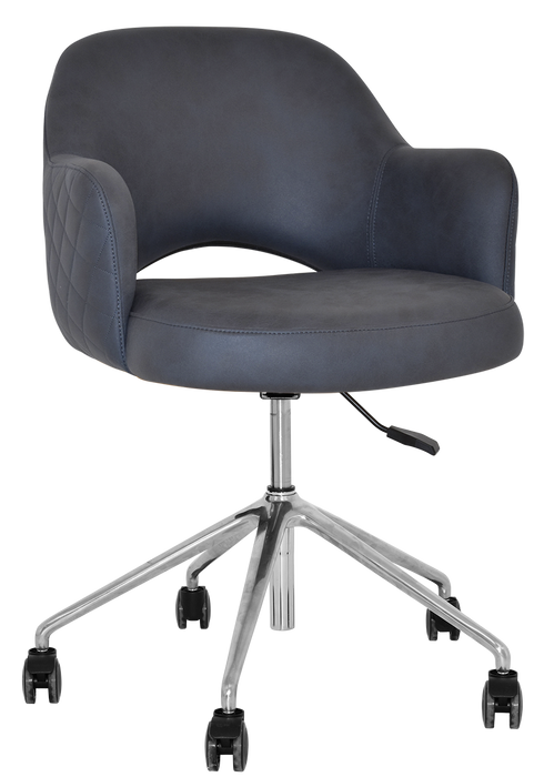 Arm Chair Albury Castor V2 Polished Aluminium - Pelle/Benito