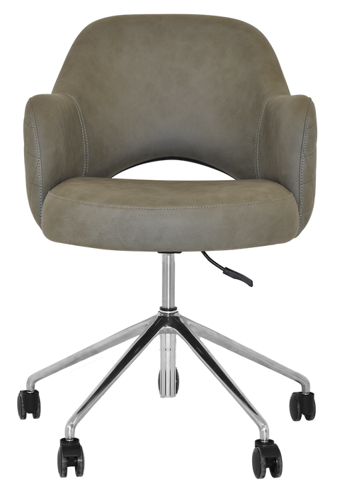 Arm Chair Albury Castor V2 Polished Aluminium - Pelle/Benito