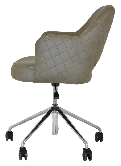 Arm Chair Albury Castor V2 Polished Aluminium - Pelle/Benito