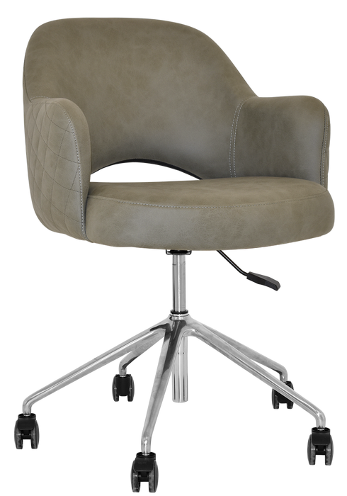 Arm Chair Albury Castor V2 Polished Aluminium - Pelle/Benito