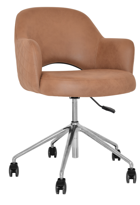 Arm Chair Albury Castor V2 Polished Aluminium - Pelle/Benito