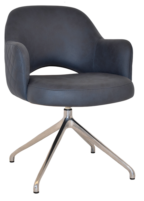 Arm Chair Albury Trestle V2 Polished Aluminium - Pelle/Benito