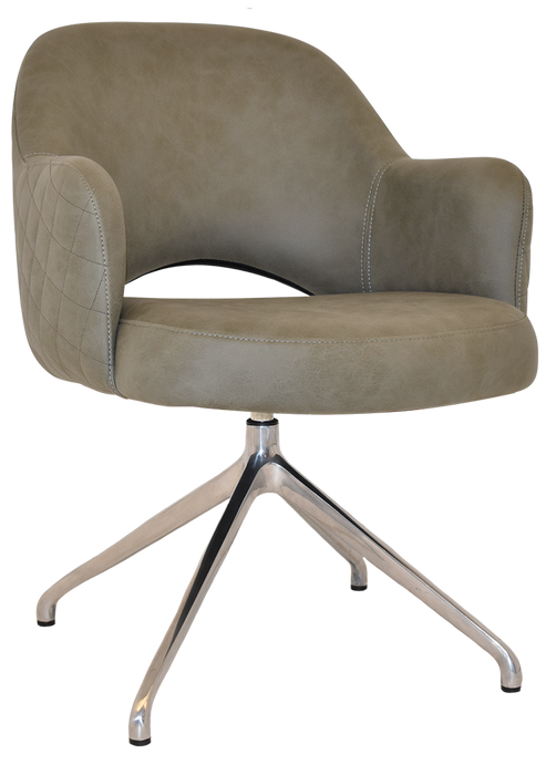 Arm Chair Albury Trestle V2 Polished Aluminium - Pelle/Benito