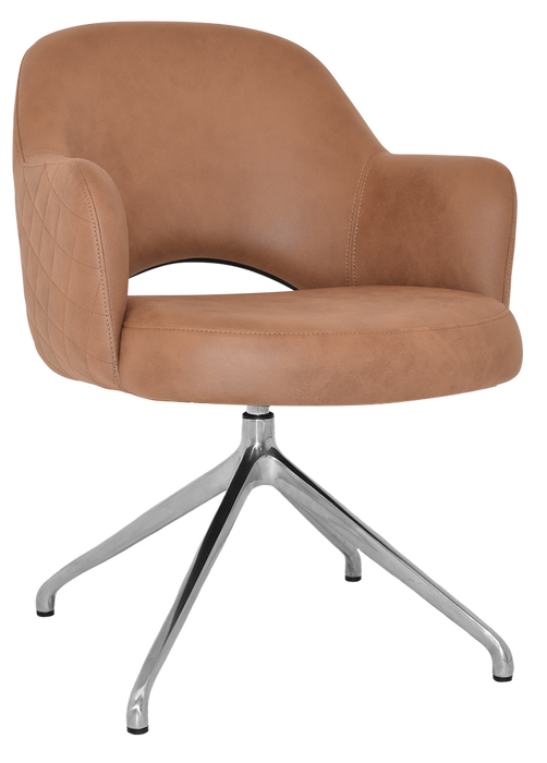 Arm Chair Albury Trestle V2 Polished Aluminium - Pelle/Benito