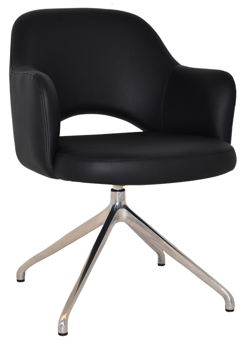 Arm Chair Albury Trestle V2 Polished Aluminium - Vinyl