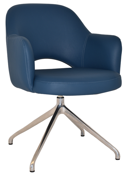 Arm Chair Albury Trestle V2 Polished Aluminium - Vinyl