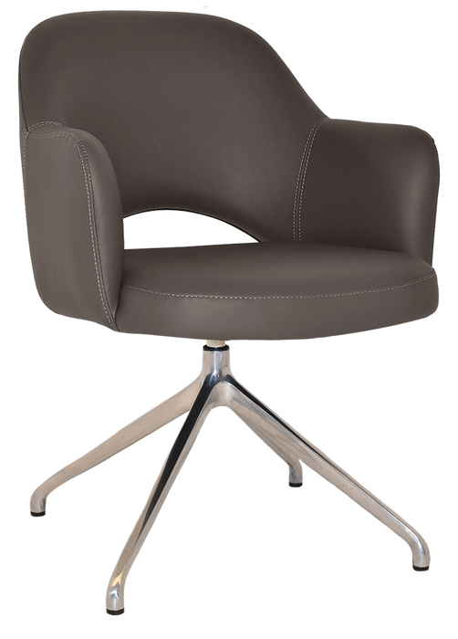 Arm Chair Albury Trestle V2 Polished Aluminium - Vinyl