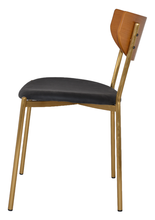 Chair Marco Brass - Light Oak - Vinyl Black