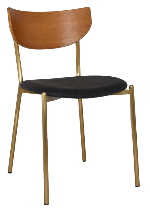 Chair Marco Brass - Light Oak - Vinyl Black