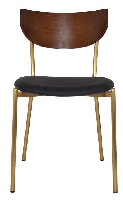 Chair Marco Brass - Light Walnut - Vinyl Black