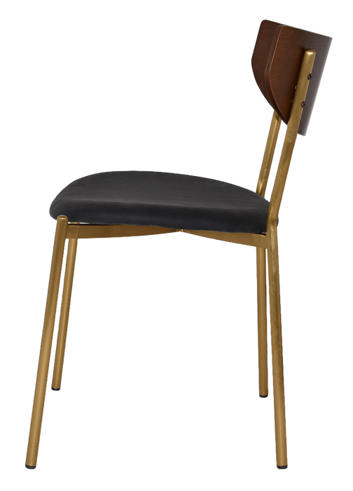 Chair Marco Brass - Light Walnut - Vinyl Black