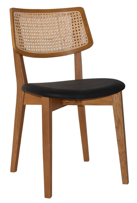 Chair Phoenix Rattan Light Oak - Vinyl Black