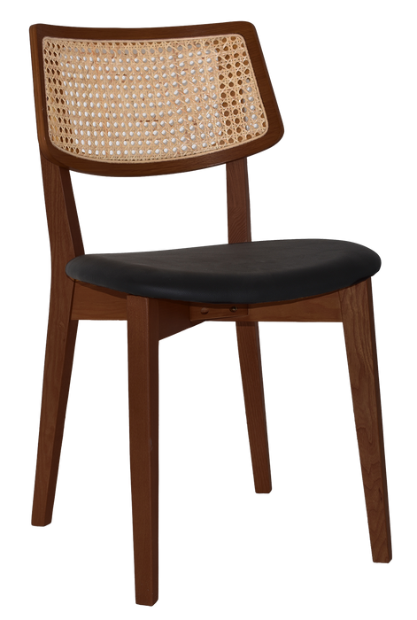 Chair Phoenix Rattan Light Walnut - Vinyl Black