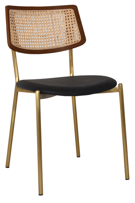 Chair Texas Brass - Rattan Light Walnut - Vinyl Black