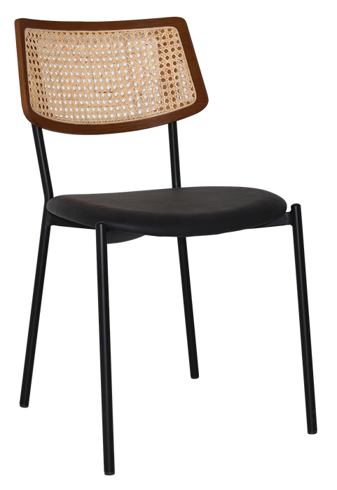 Chair Texas Black - Rattan Light Walnut - Vinyl Black