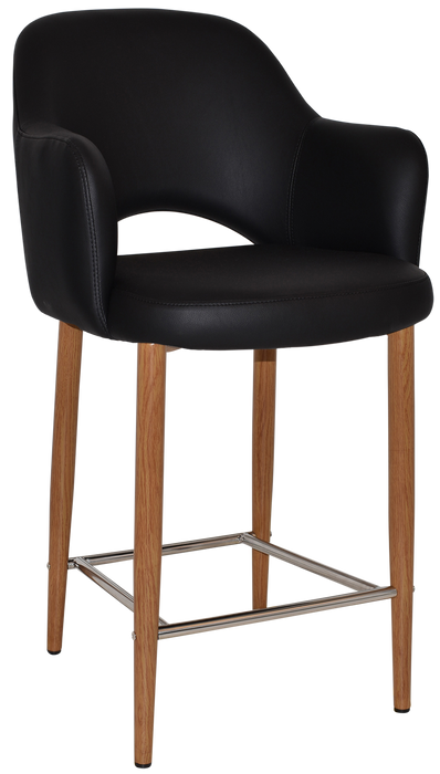 Stool Albury Arm 650 Metal Light Oak - Vinyl