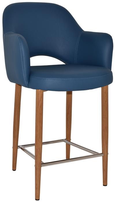 Stool Albury Arm 650 Metal Light Oak - Vinyl