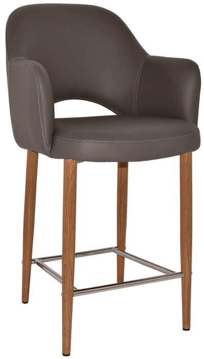 Stool Albury Arm 650 Metal Light Oak - Vinyl