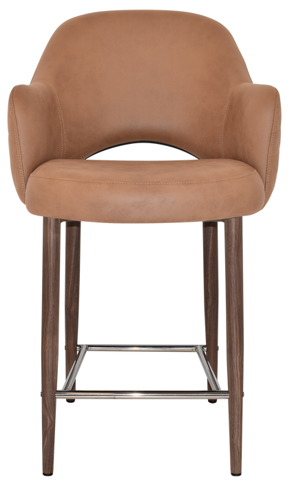 Stool Albury Arm 650 Metal Light Walnut - Pelle/Benito