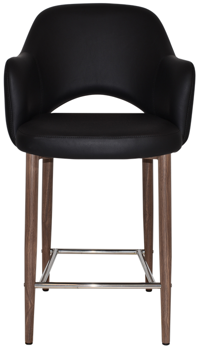 Stool Albury Arm 650 Metal Light Walnut - Vinyl