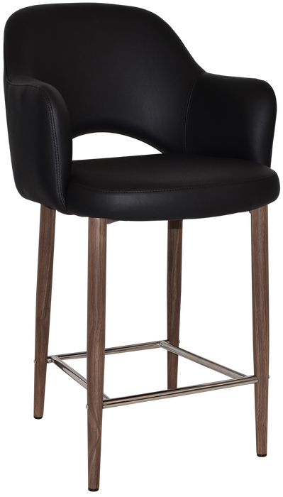 Stool Albury Arm 650 Metal Light Walnut - Vinyl