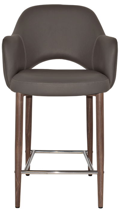 Stool Albury Arm 650 Metal Light Walnut - Vinyl