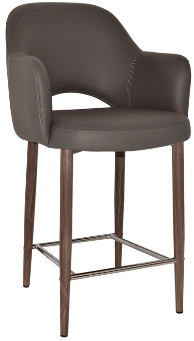 Stool Albury Arm 650 Metal Light Walnut - Vinyl