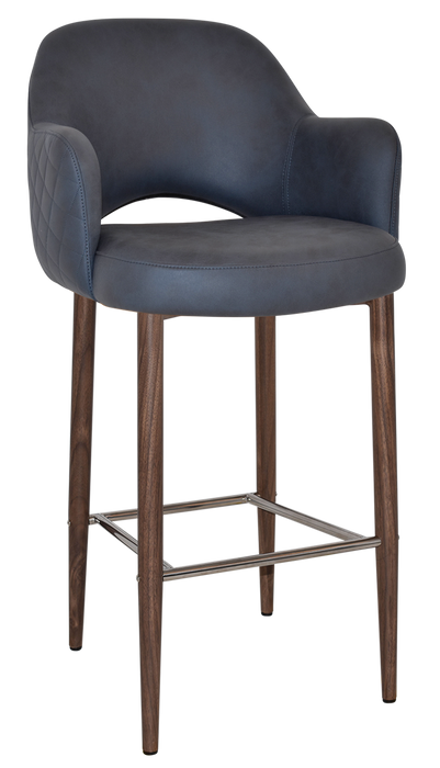 Stool Albury Arm 750 Metal Light Walnut - Pelle/Benito