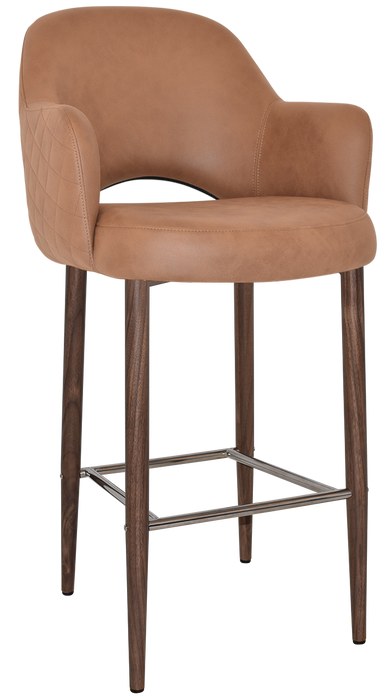 Stool Albury Arm 750 Metal Light Walnut - Pelle/Benito