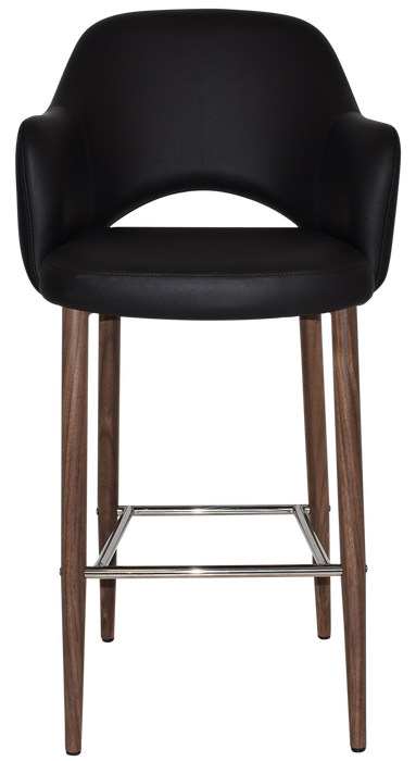 Stool Albury Arm 750 Metal Light Walnut - Vinyl