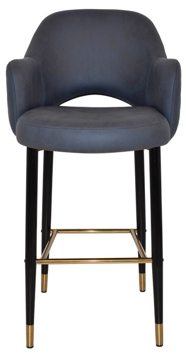 Stool Albury Arm 750 Metal Black Brass - Pelle/Benito