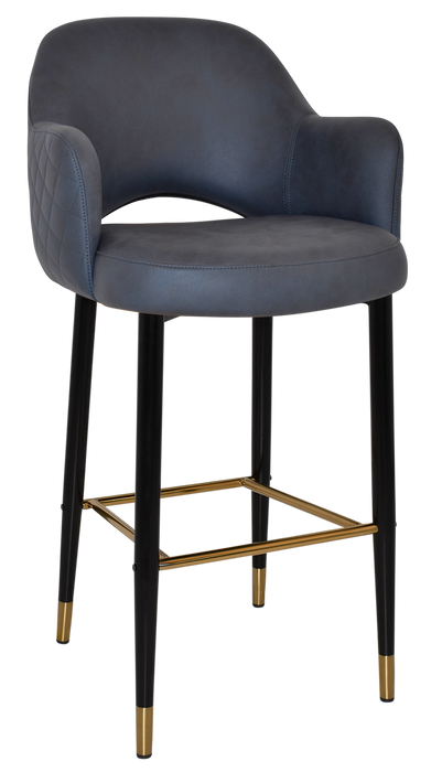 Stool Albury Arm 750 Metal Black Brass - Pelle/Benito