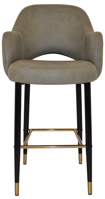 Stool Albury Arm 750 Metal Black Brass - Pelle/Benito