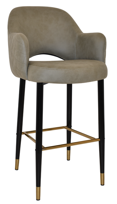 Stool Albury Arm 750 Metal Black Brass - Pelle/Benito