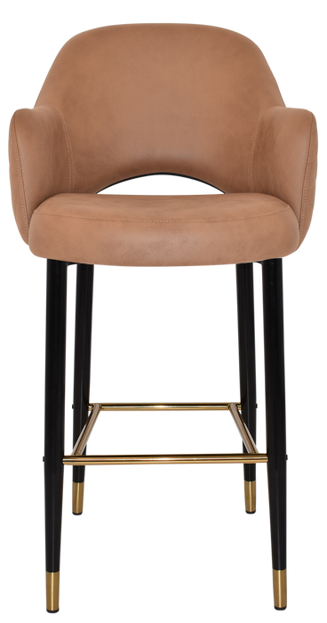 Stool Albury Arm 750 Metal Black Brass - Pelle/Benito