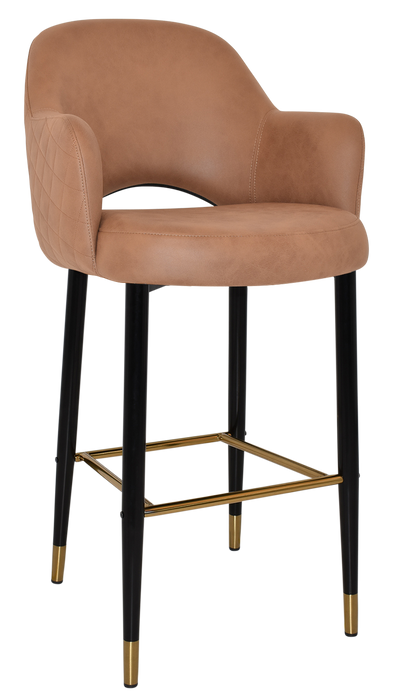 Stool Albury Arm 750 Metal Black Brass - Pelle/Benito