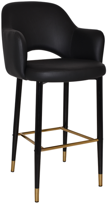 Stool Albury Arm 750 Metal Black Brass - Vinyl