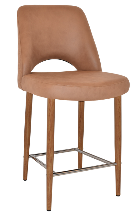 Stool Albury Side 650 Metal Light Oak - Pelle/Benito