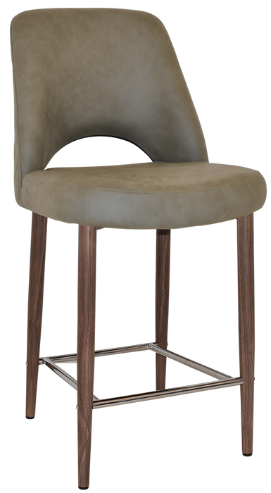 Stool Albury Side 650 Metal Light Walnut - Pelle/Benito