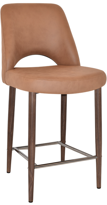 Stool Albury Side 650 Metal Light Walnut - Pelle/Benito