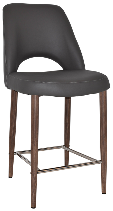 Stool Albury Side 650 Metal Light Walnut - Vinyl