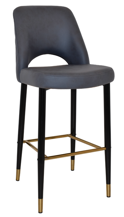 Stool Albury Side 750 Metal Black Brass - Pelle/Benito