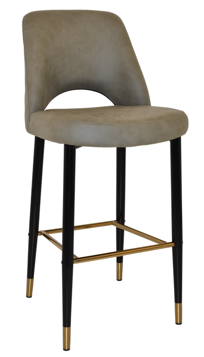 Stool Albury Side 750 Metal Black Brass - Pelle/Benito