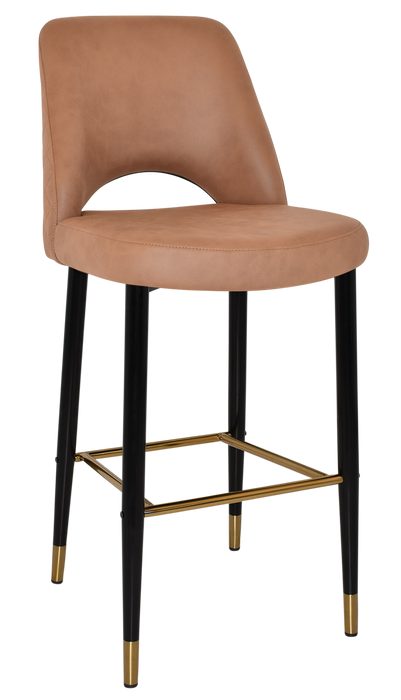 Stool Albury Side 750 Metal Black Brass - Pelle/Benito