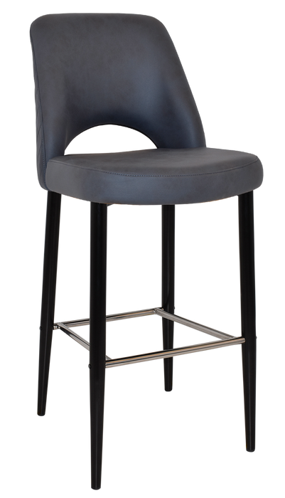 Stool Albury Side 750 Metal Black - Pelle/Benito