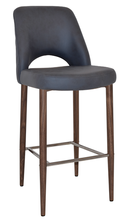 Stool Albury Side 750 Metal Light Walnut - Pelle/Benito