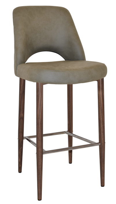 Stool Albury Side 750 Metal Light Walnut - Pelle/Benito